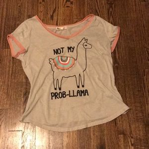 Pink and Gray 🦙T-Shirt with Black Print